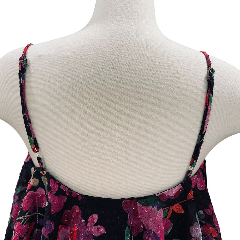 Line And Dot Black Floral Ruffle Mini Dress Boho Cottagecore Festival Y2K SZ‎ M - Picture 11 of 12
